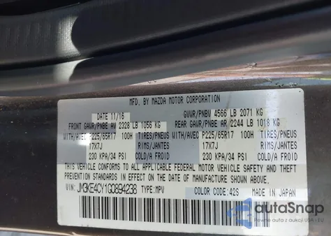 2016 Mazda Cx-5 Touring z USA, uszkodzony, nr VIN JM3KE4CY1G0894238